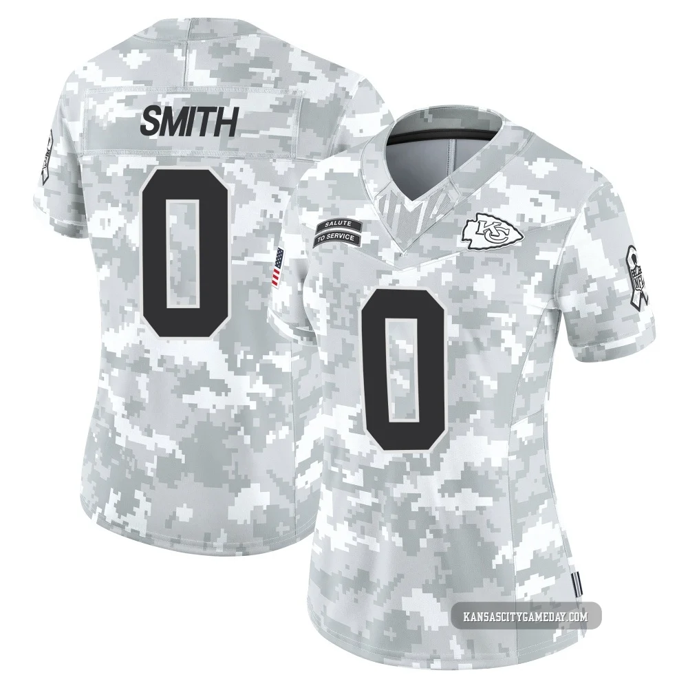 Women's EJ Smith Kansas City Chiefs ＃0 Limited Arctic Camo 2024 Salute to Service Jersey