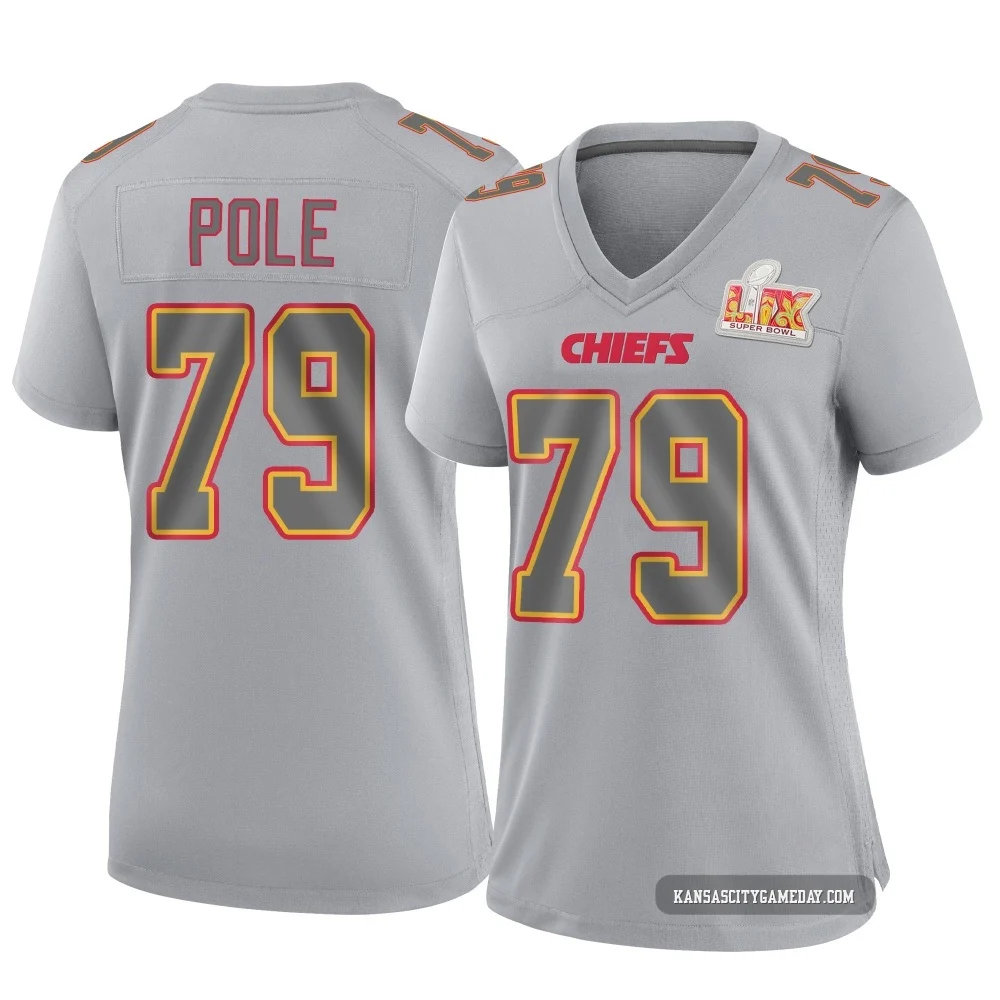 Women's Esa Pole Kansas City Chiefs ＃79 Game Gray Atmosphere Fashion Super Bowl LIX Jersey