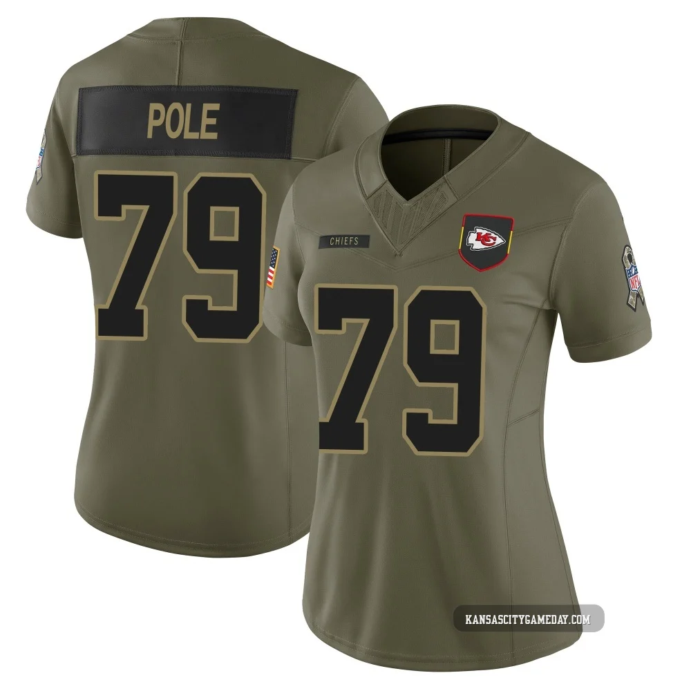 Women's Esa Pole Kansas City Chiefs ＃79 Limited Olive 2025 Salute to Service Jersey