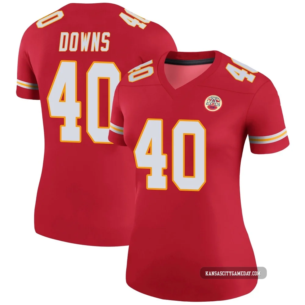 Women's Ethan Downs Kansas City Chiefs ＃40 Legend Red Color Rush Jersey
