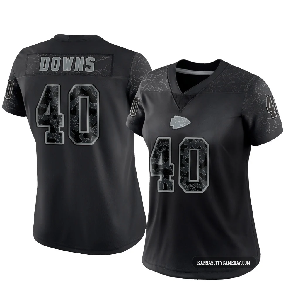 Women's Ethan Downs Kansas City Chiefs ＃40 Limited Black Reflective Jersey