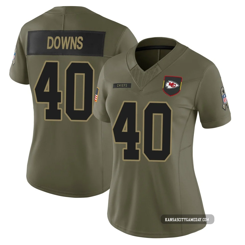 Women's Ethan Downs Kansas City Chiefs ＃40 Limited Olive 2025 Salute to Service Jersey