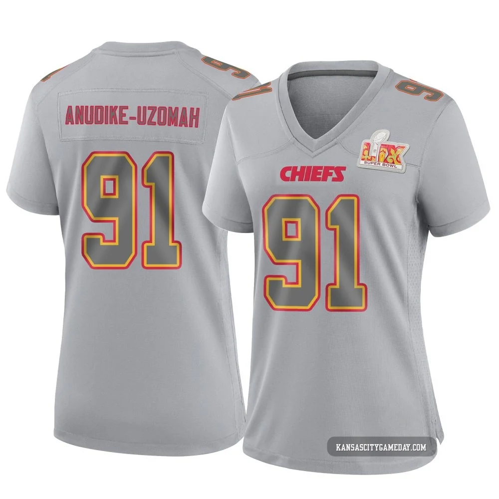 Women's Felix Anudike-Uzomah Kansas City Chiefs ＃91 Game Gray Atmosphere Fashion Super Bowl LIX Jersey