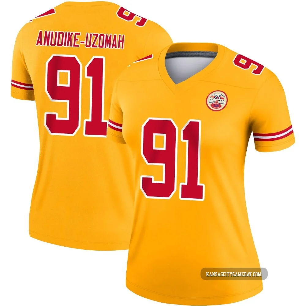 Women's Felix Anudike-Uzomah Kansas City Chiefs ＃91 Legend Gold Inverted Jersey
