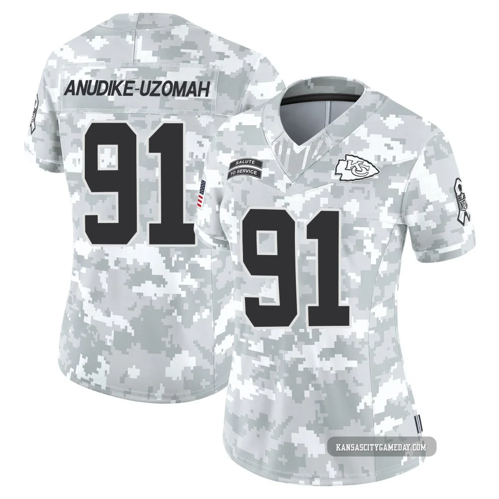Women's Felix Anudike-Uzomah Kansas City Chiefs ＃91 Limited Arctic Camo 2024 Salute to Service Jersey