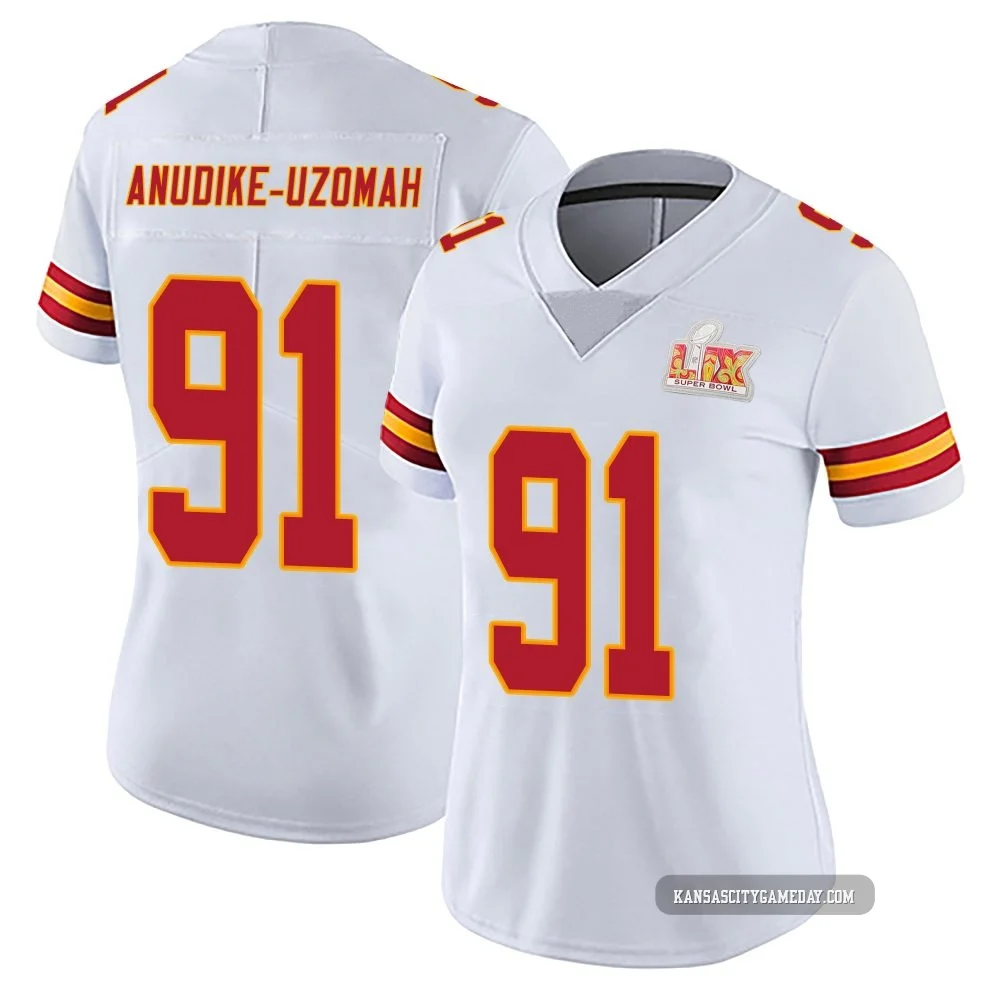 Women's Felix Anudike-Uzomah Kansas City Chiefs ＃91 Limited White Vapor Untouchable Super Bowl LIX Jersey