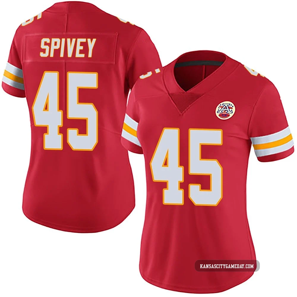 Women's Geor'Quarius Spivey Kansas City Chiefs ＃45 Limited Red Team Color Vapor Untouchable Jersey