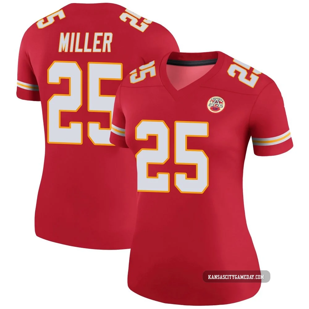 Women's Glendon Miller Kansas City Chiefs ＃25 Legend Red Color Rush Jersey