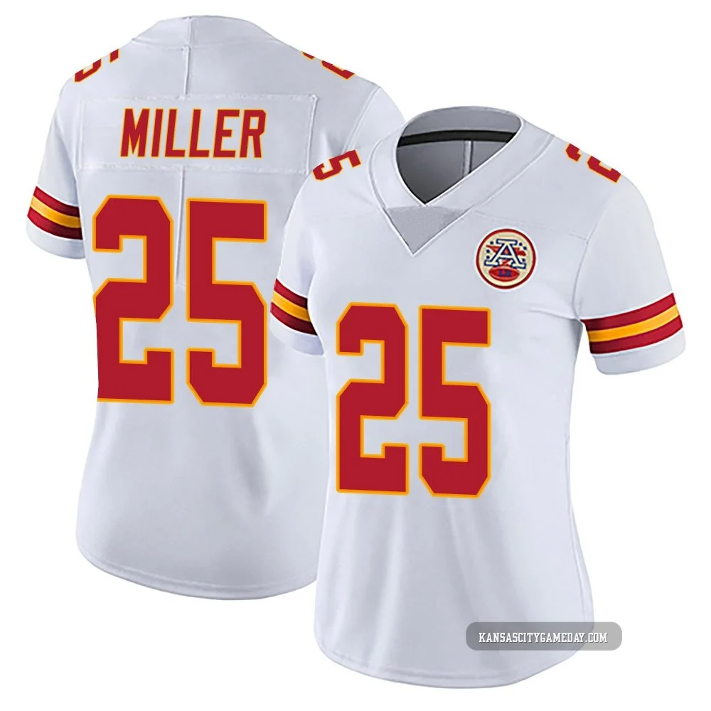 Women's Glendon Miller Kansas City Chiefs ＃25 Limited White Vapor Untouchable Jersey