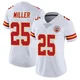 Women's Glendon Miller Kansas City Chiefs ＃25 Limited White Vapor Untouchable Jersey