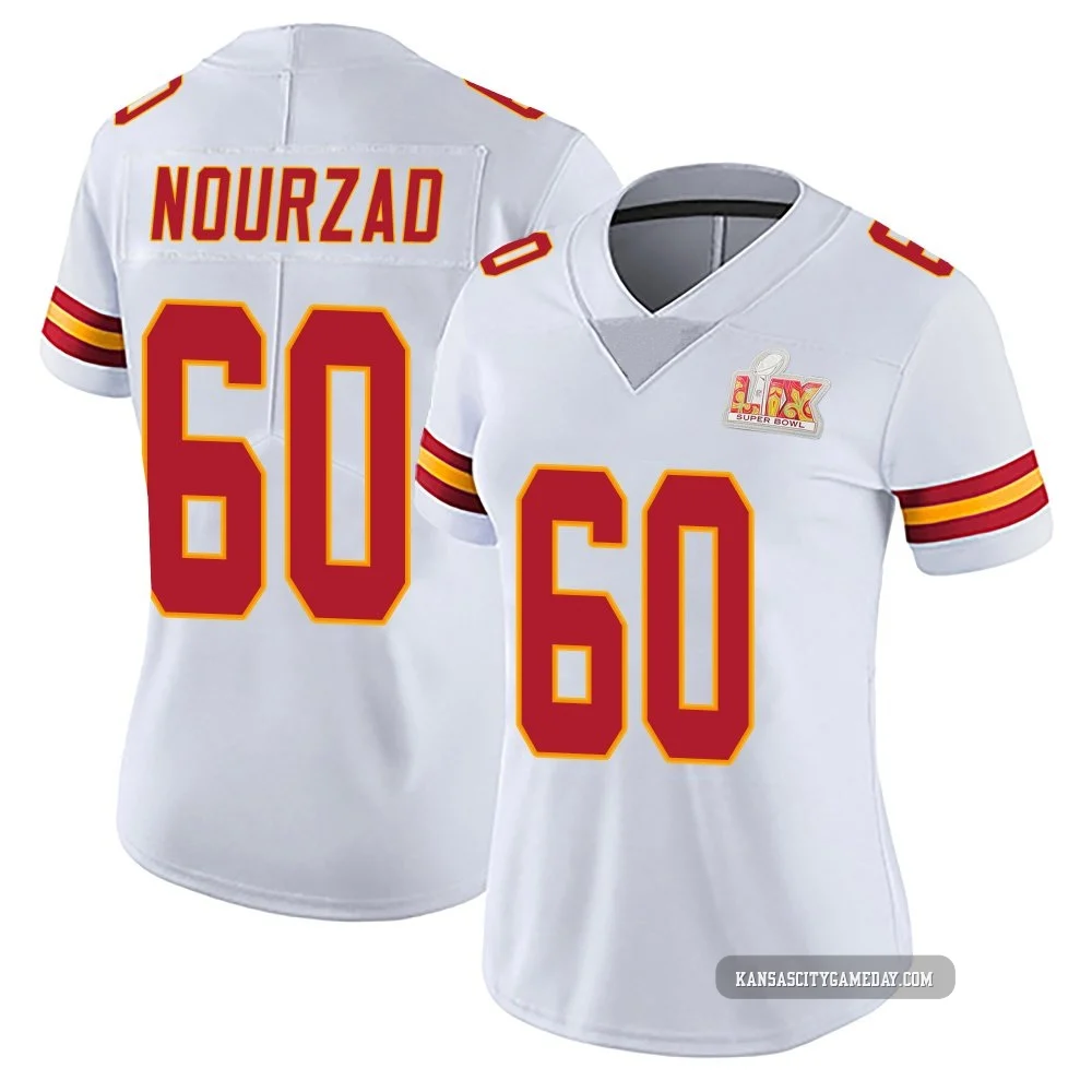 Women's Hunter Nourzad Kansas City Chiefs ＃60 Limited White Vapor Untouchable Super Bowl LIX Jersey
