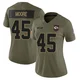 Women's Isaiah Moore Kansas City Chiefs ＃45 Limited Olive 2025 Salute to Service Jersey