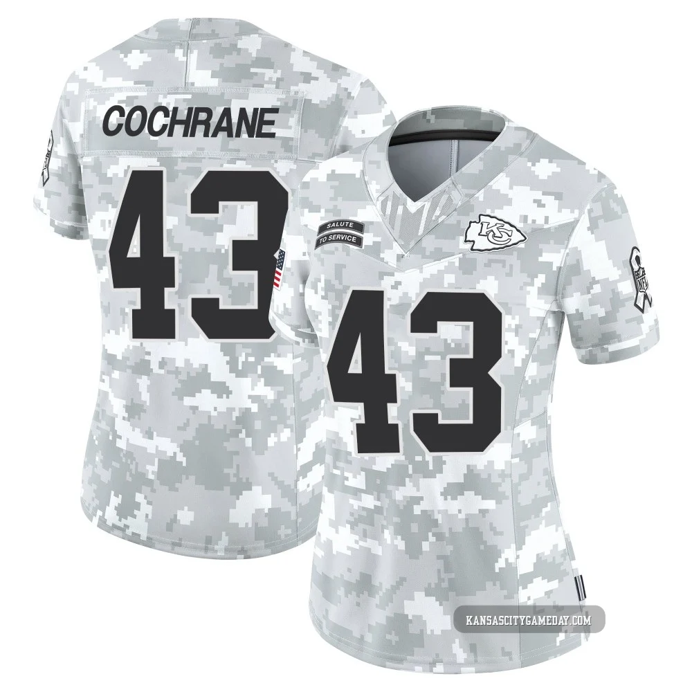 Women's Jack Cochrane Kansas City Chiefs ＃43 Limited Arctic Camo 2024 Salute to Service Jersey