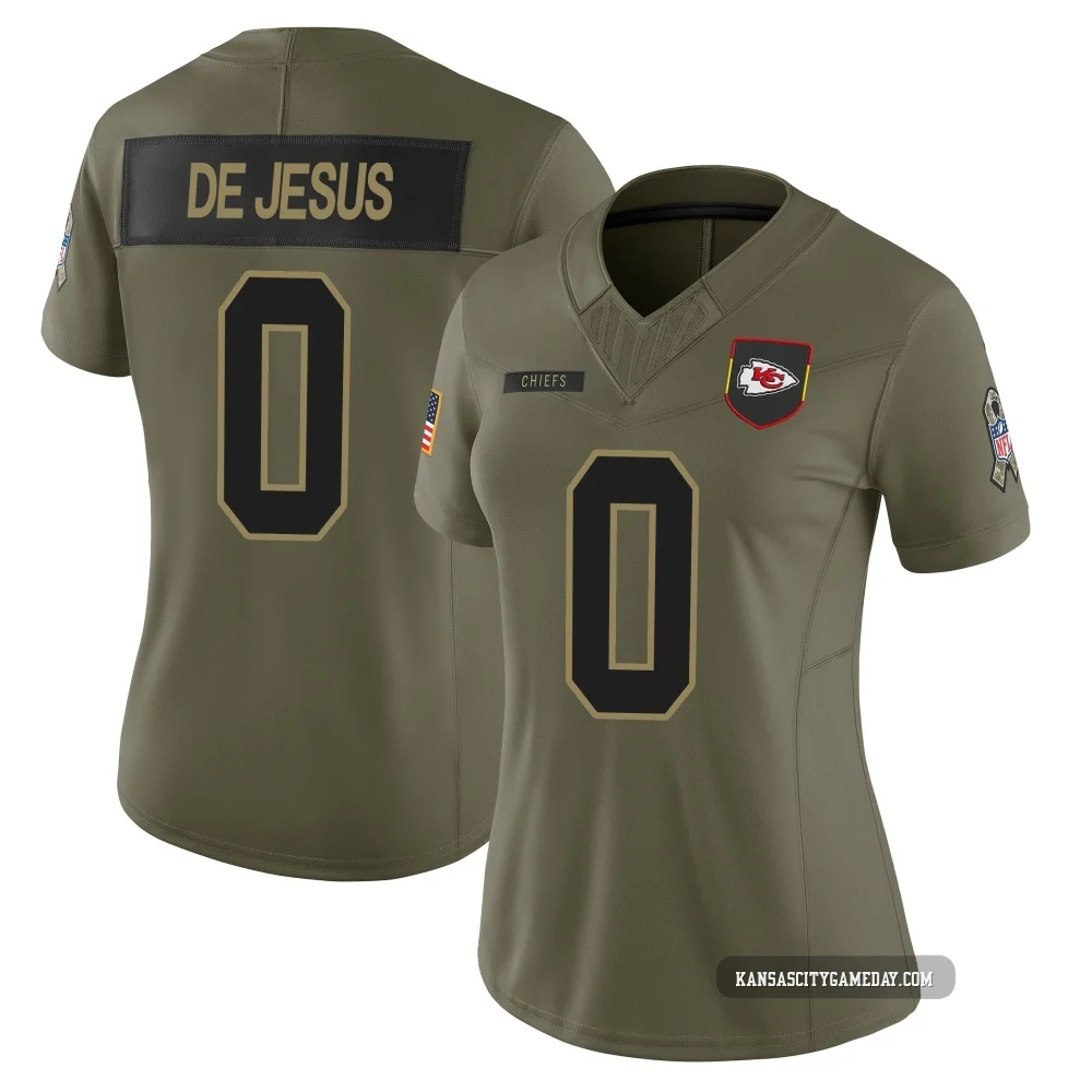 Women's Jacob De Jesus Kansas City Chiefs ＃0 Limited Olive 2025 Salute to Service Jersey