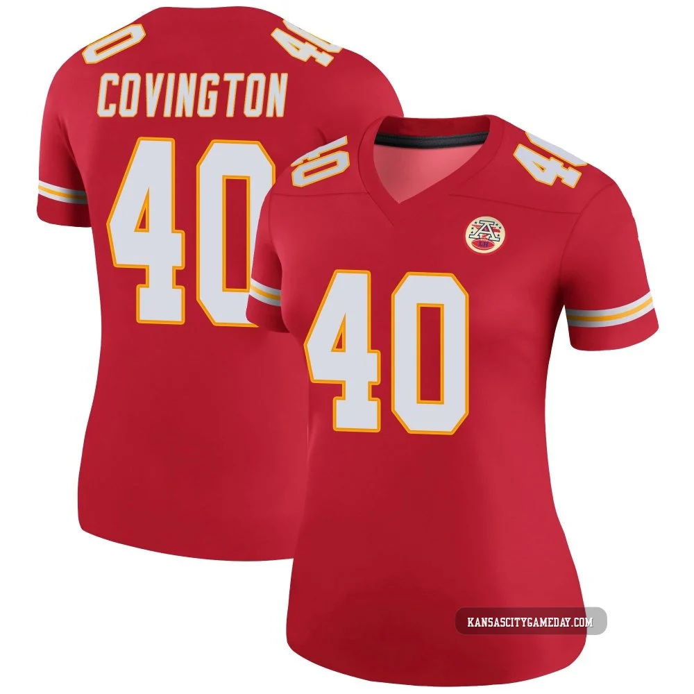 Women's Jacobe Covington Kansas City Chiefs ＃40 Legend Red Color Rush Jersey