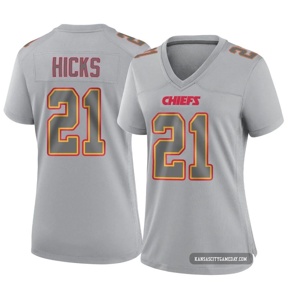 Women's Jaden Hicks Kansas City Chiefs ＃21 Game Gray Atmosphere Fashion Jersey