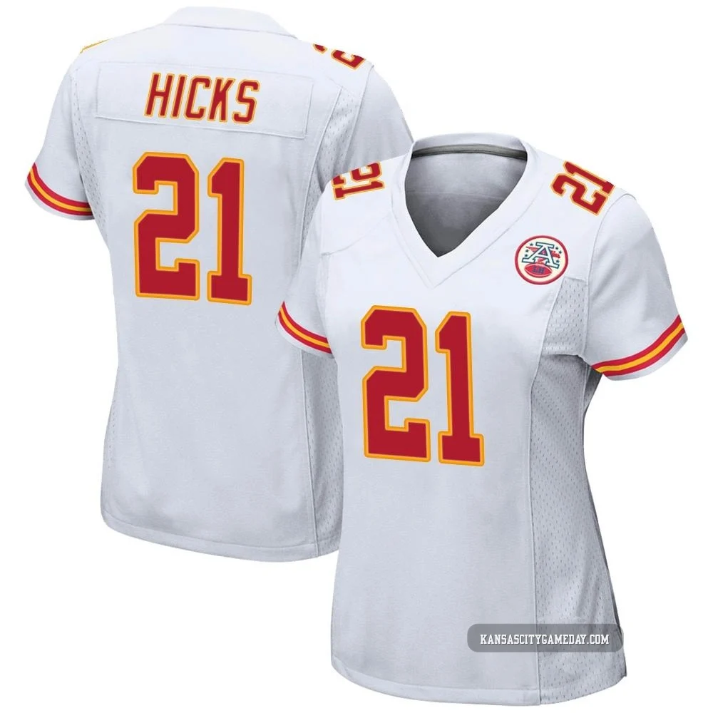 Women's Jaden Hicks Kansas City Chiefs ＃21 Game White Jersey