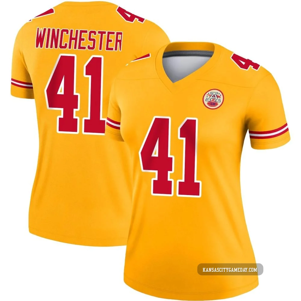 Women's James Winchester Kansas City Chiefs ＃41 Legend Gold Inverted Jersey