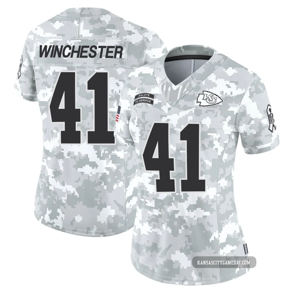 Women's James Winchester Kansas City Chiefs ＃41 Limited Arctic Camo 2024 Salute to Service Jersey