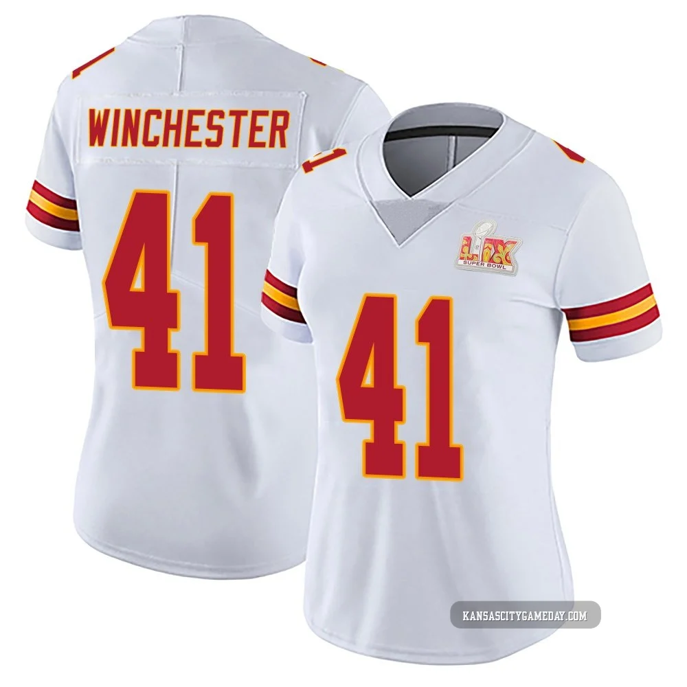 Women's James Winchester Kansas City Chiefs ＃41 Limited White Vapor Untouchable Super Bowl LIX Jersey