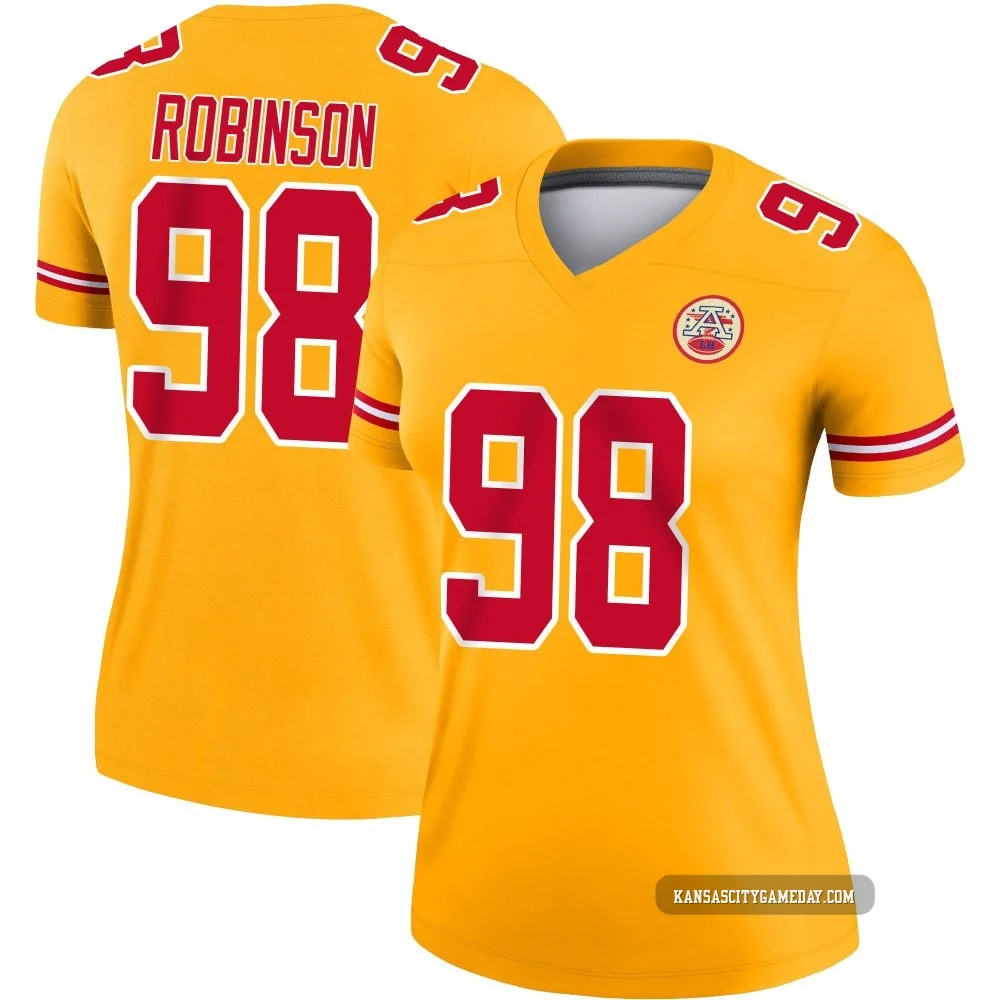 Women's Janarius Robinson Kansas City Chiefs ＃98 Legend Gold Inverted Jersey