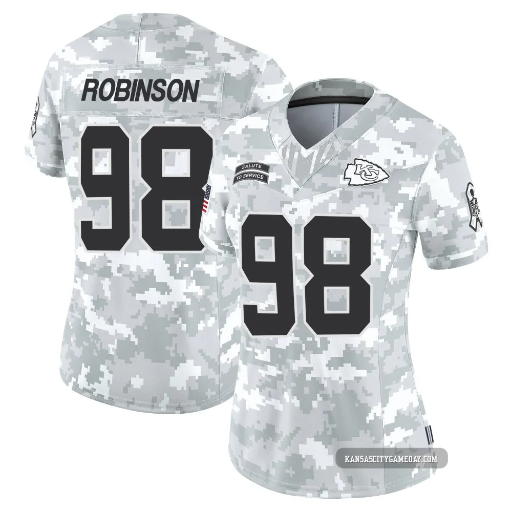 Women's Janarius Robinson Kansas City Chiefs ＃98 Limited Arctic Camo 2024 Salute to Service Jersey