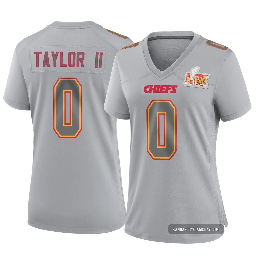 Women's Jason Taylor II Kansas City Chiefs ＃0 Game Gray Atmosphere Fashion Super Bowl LIX Jersey