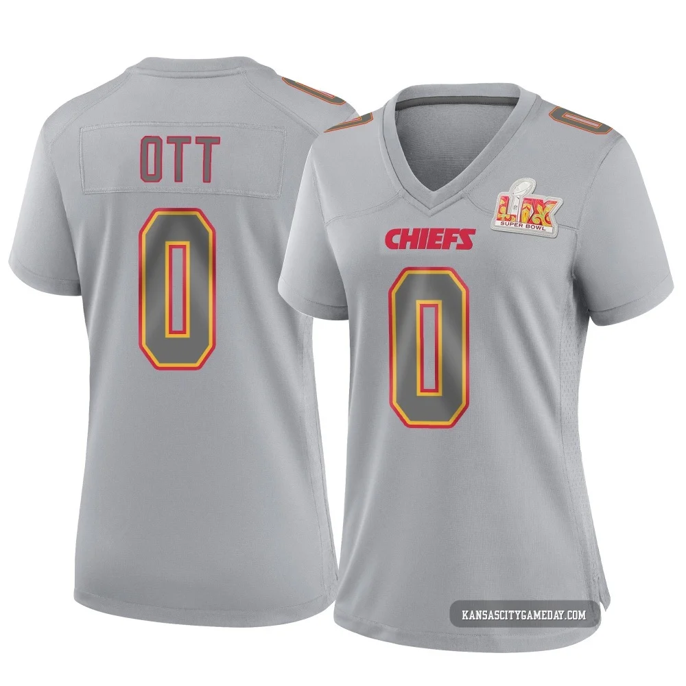 Women's Jaydn Ott Kansas City Chiefs ＃0 Game Gray Atmosphere Fashion Super Bowl LIX Jersey