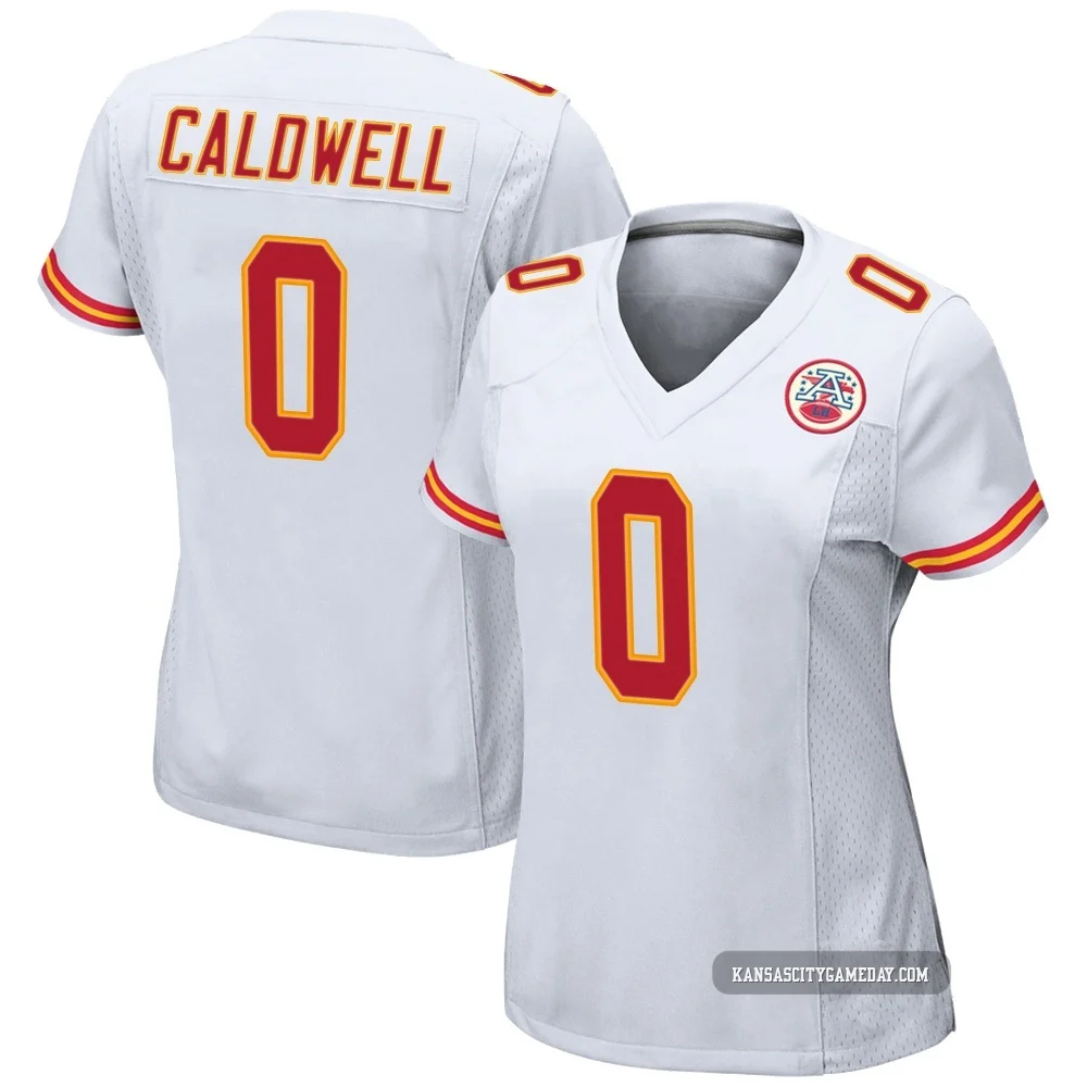 Women's Jeff Caldwell Kansas City Chiefs ＃0 Game White Jersey