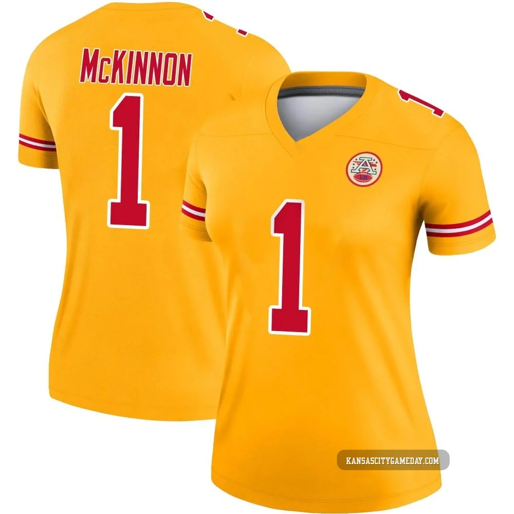 Women's Jerick McKinnon Kansas City Chiefs ＃1 Legend Gold Inverted Jersey