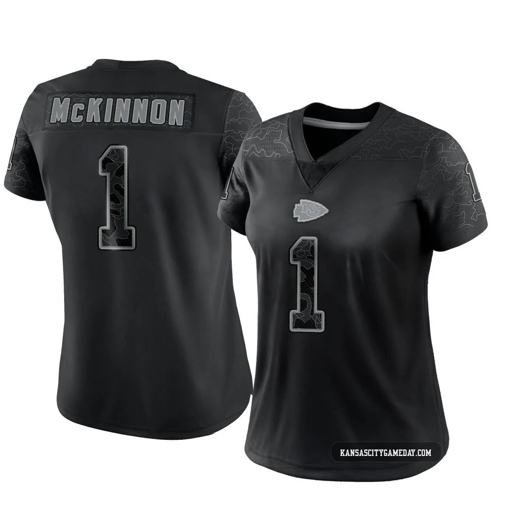 Women's Jerick McKinnon Kansas City Chiefs ＃1 Limited Black Reflective Jersey