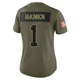 Women's Jerick McKinnon Kansas City Chiefs ＃1 Limited Olive 2025 Salute to Service Jersey