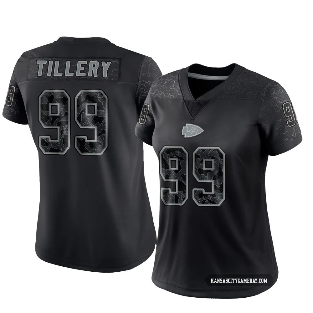 Women's Jerry Tillery Kansas City Chiefs ＃99 Limited Black Reflective Jersey