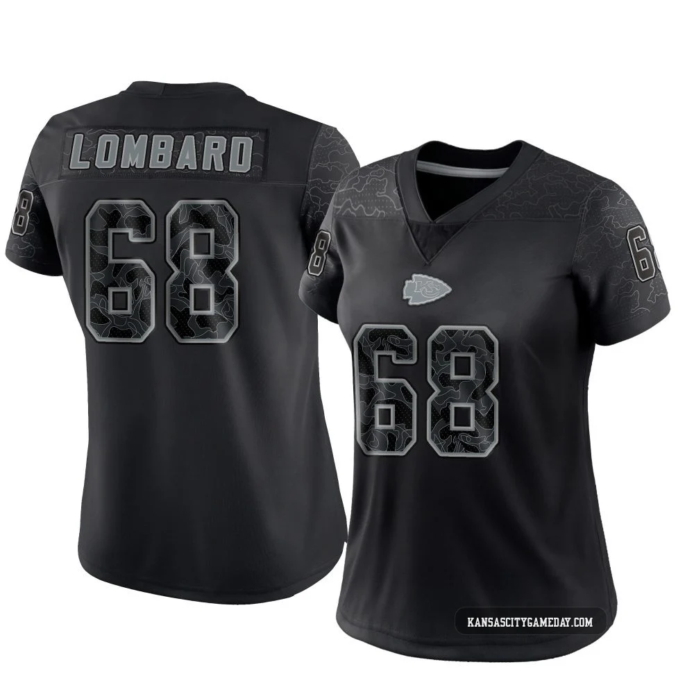 Women's Joey Lombard Kansas City Chiefs ＃68 Limited Black Reflective Jersey