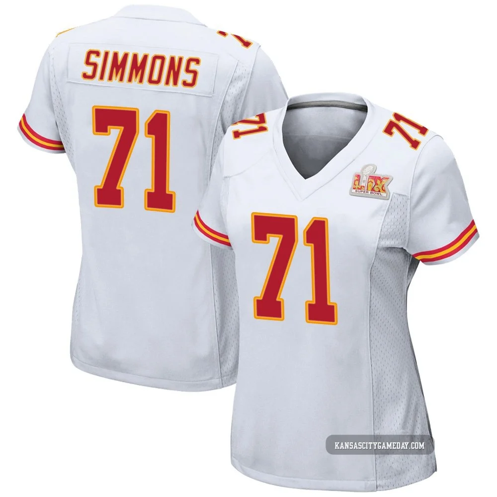 Women's Josh Simmons Kansas City Chiefs ＃71 Game White Super Bowl LIX Jersey