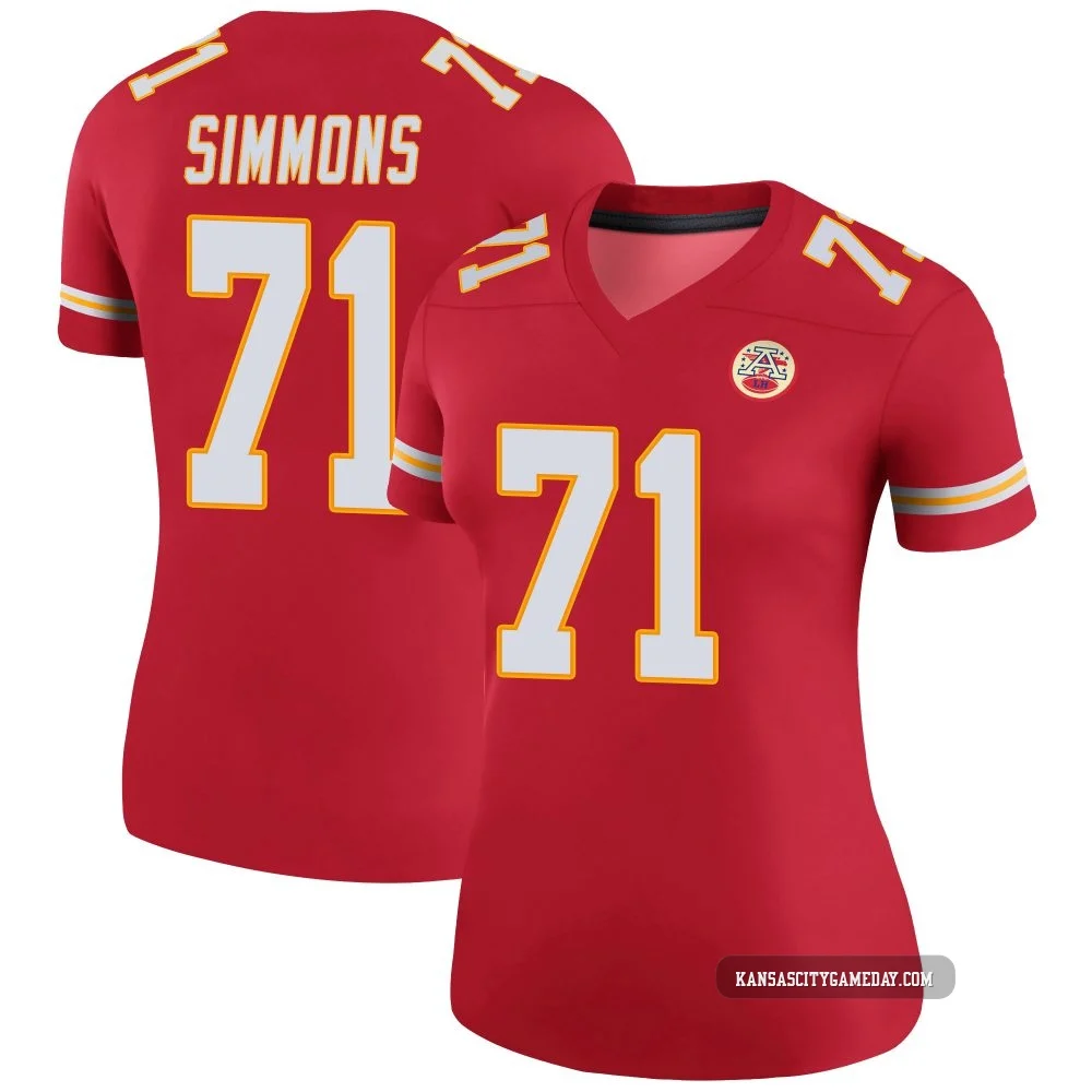 Women's Josh Simmons Kansas City Chiefs ＃71 Legend Red Color Rush Jersey