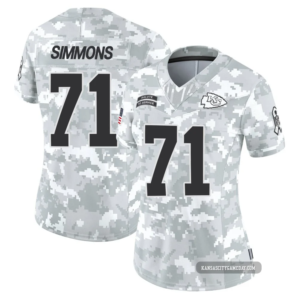 Women's Josh Simmons Kansas City Chiefs ＃71 Limited Arctic Camo 2024 Salute to Service Jersey