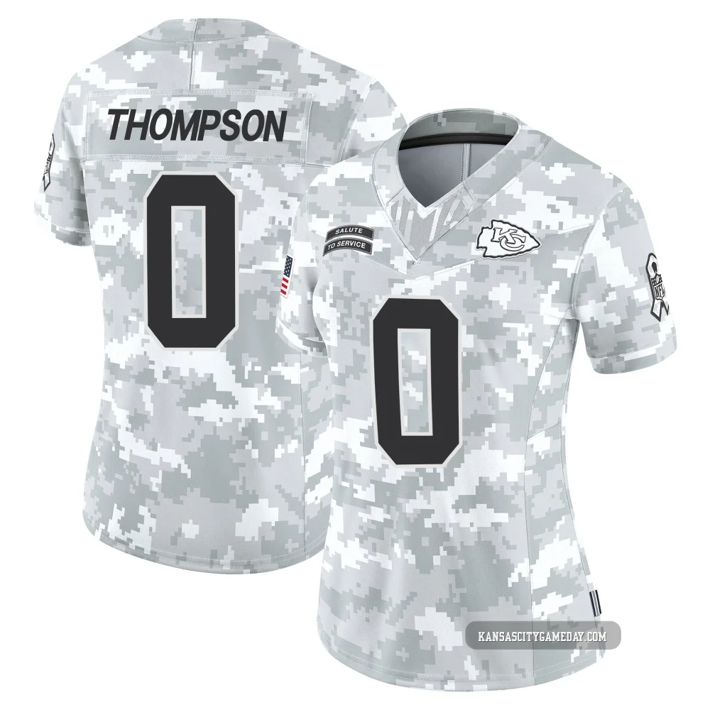 Women's Josh Thompson Kansas City Chiefs ＃0 Limited Arctic Camo 2024 Salute to Service Jersey
