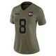 Women's Justyn Ross Kansas City Chiefs ＃8 Limited Olive 2025 Salute to Service Jersey
