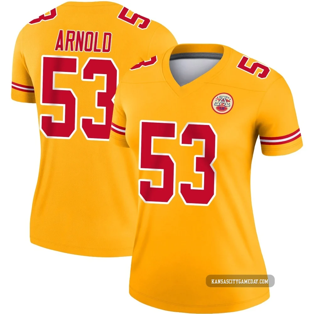 Women's Kam Arnold Kansas City Chiefs ＃53 Legend Gold Inverted Jersey