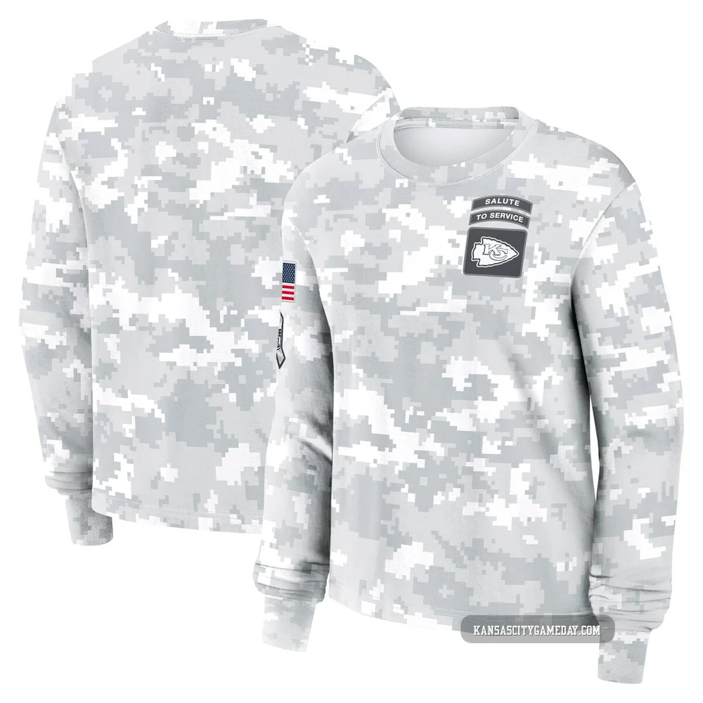 Women's Kansas City Chiefs Arctic Camo 2024 Salute To Service Long Sleeve T-Shirt