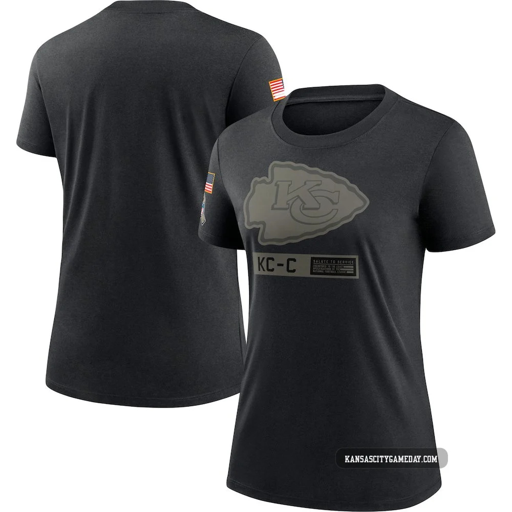 Women's Kansas City Chiefs Black 2020 Salute To Service Performance T-Shirt