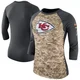 Women's Kansas City Chiefs Legend Camo/Charcoal Salute to Service 2017 Three-Quarter Raglan Sleeve T-Shirt