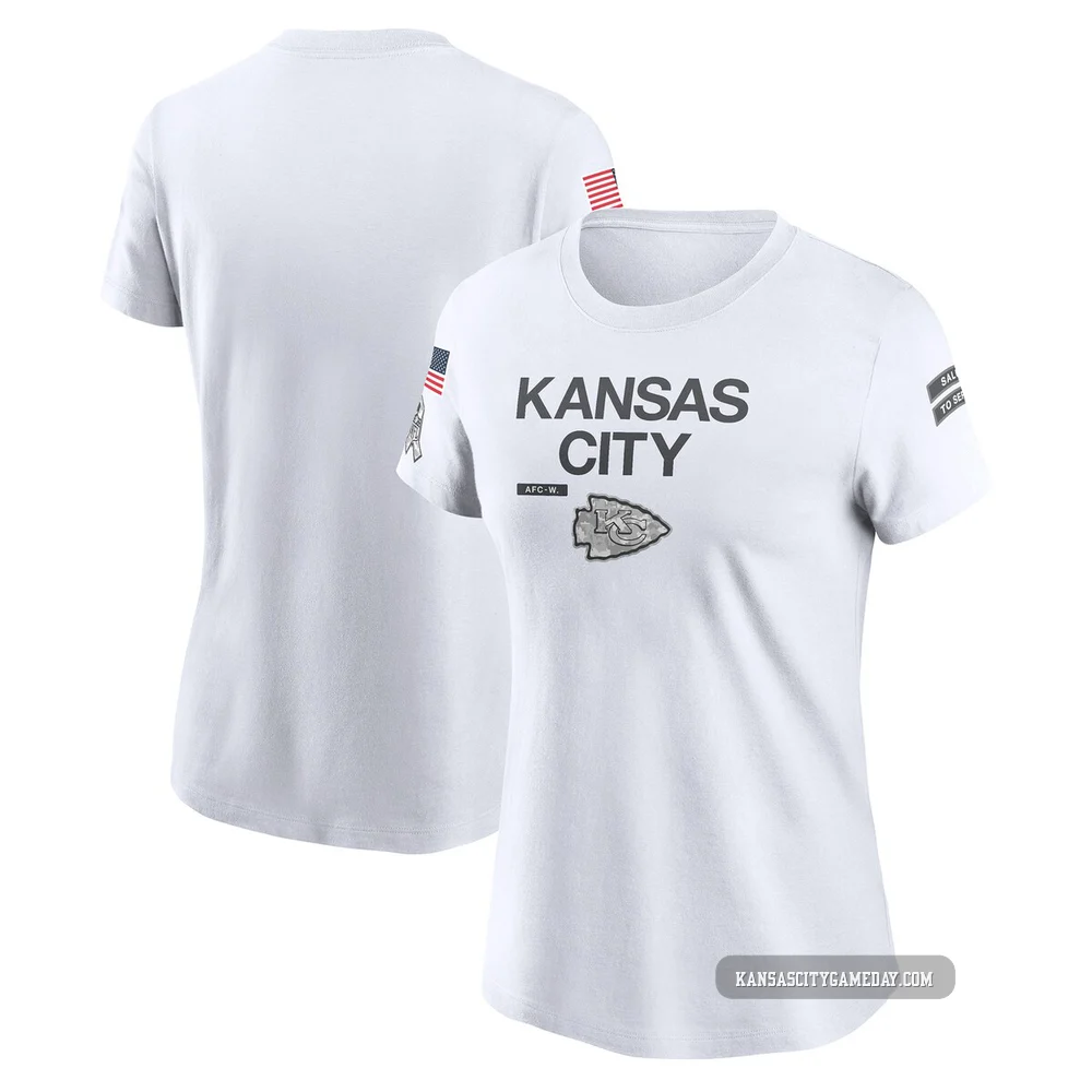 Women's Kansas City Chiefs Legend White 2024 Salute To Service Performance T-Shirt