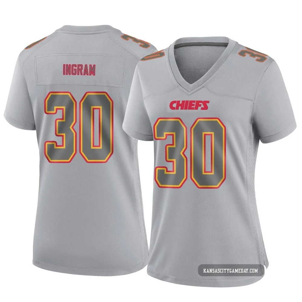 Women's Keaontay Ingram Kansas City Chiefs ＃30 Game Gray Atmosphere Fashion Jersey