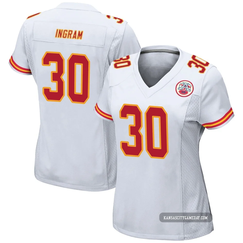 Women's Keaontay Ingram Kansas City Chiefs ＃30 Game White Jersey