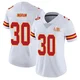 Women's Keaontay Ingram Kansas City Chiefs ＃30 Limited White Vapor Untouchable Super Bowl LIX Jersey