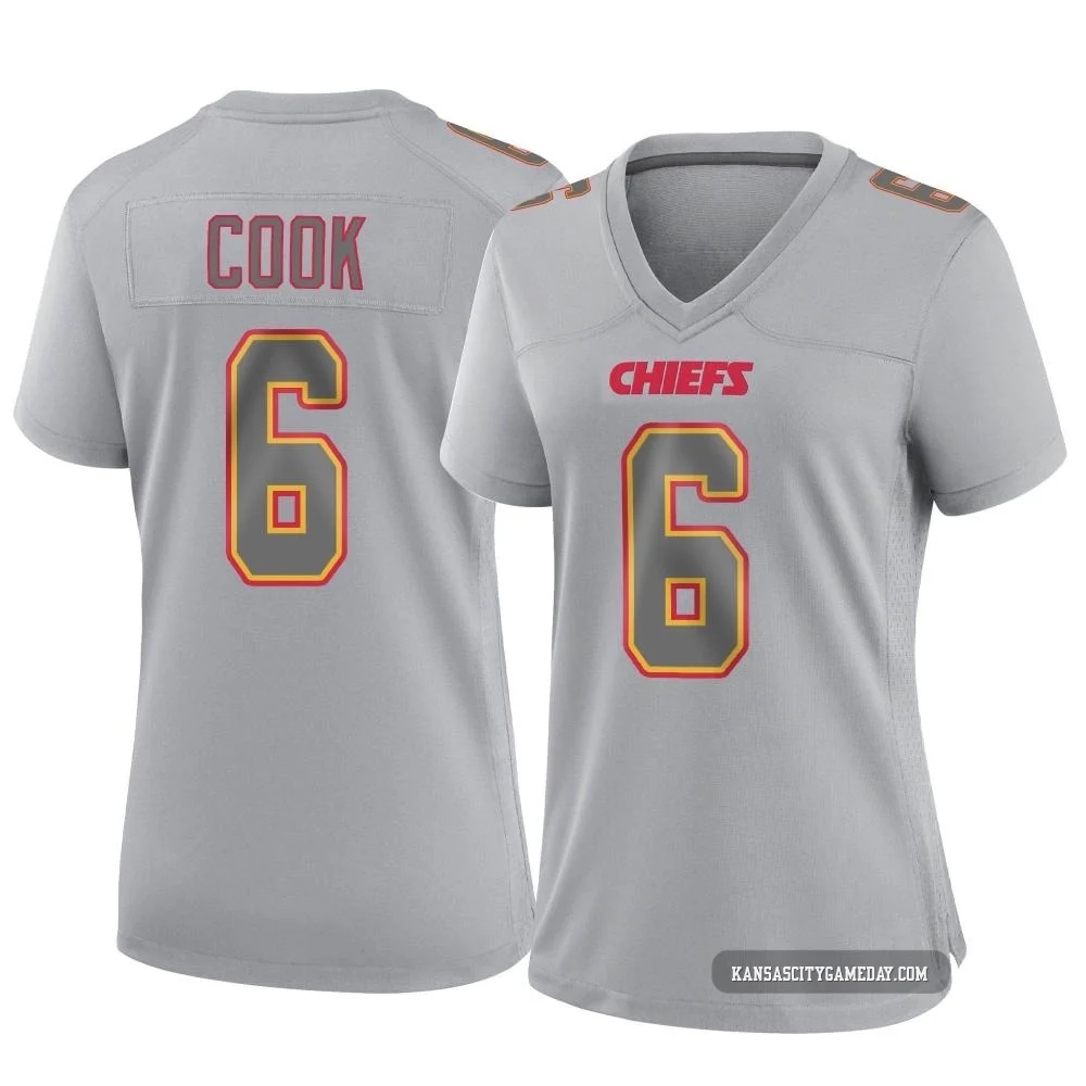 Women's Kenny Cook Kansas City Chiefs ＃6 Game Gray Atmosphere Fashion Jersey