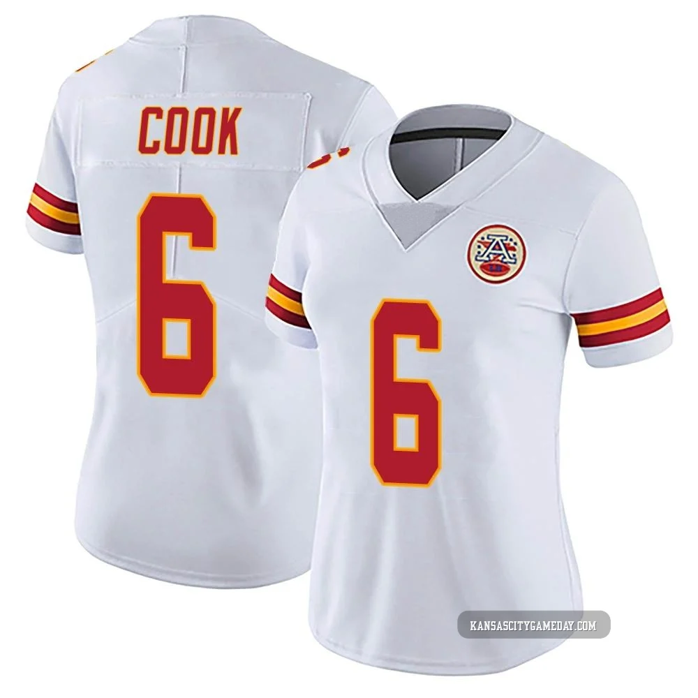 Women's Kenny Cook Kansas City Chiefs ＃6 Limited White Vapor Untouchable Jersey