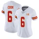 Women's Kenny Cook Kansas City Chiefs ＃6 Limited White Vapor Untouchable Super Bowl LIX Jersey